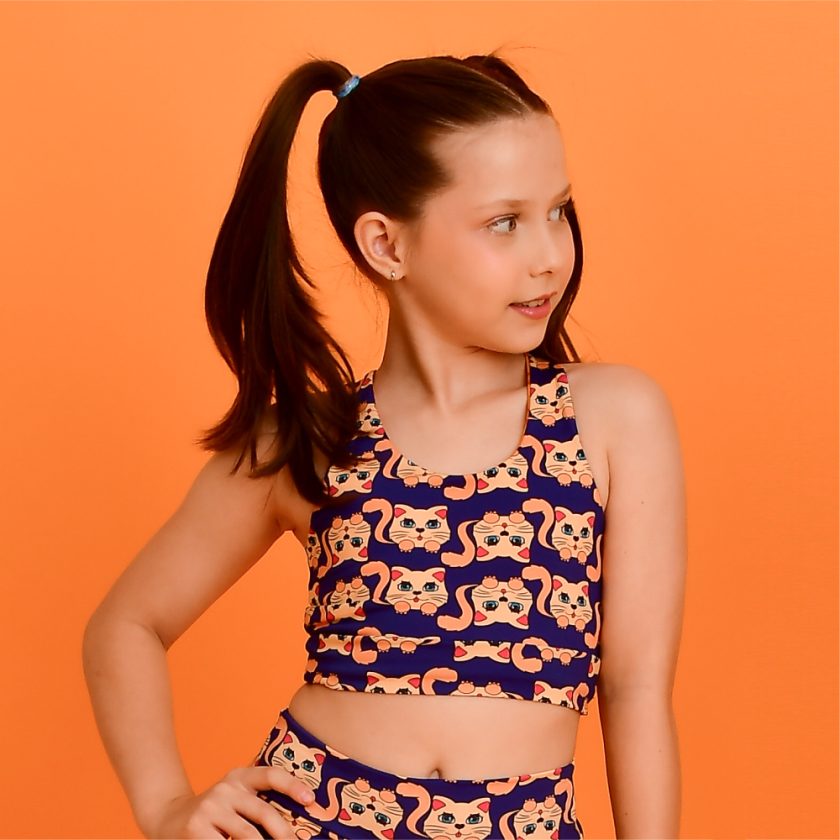 Gabs Reversible Swimming Top - Kitten/Polka Dot Print