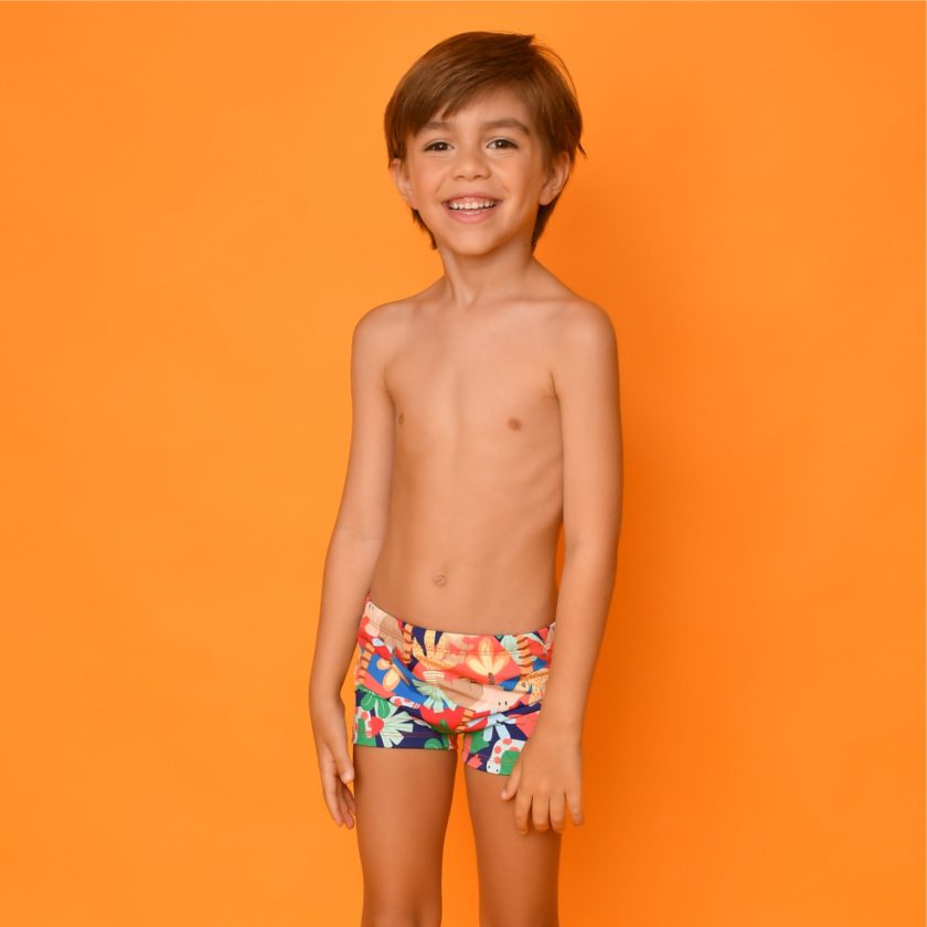 Calção de Banho Magah Infantil Diogo Boxer Bicharada