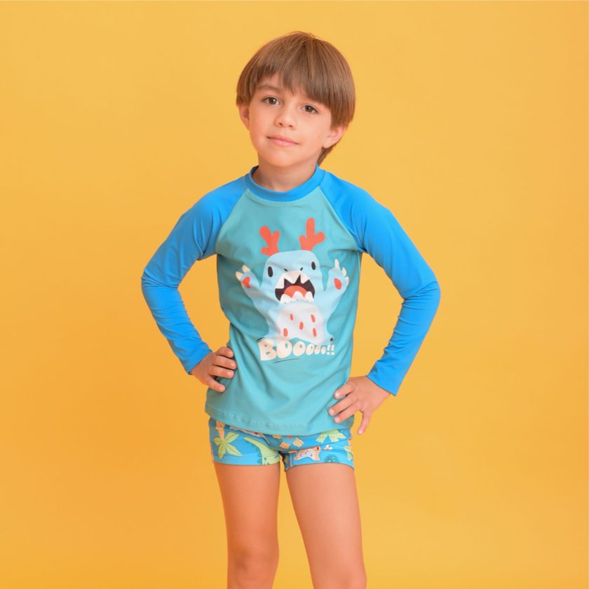 T-shirt UV Manga Comprida Magah Infantil Estampada Monster