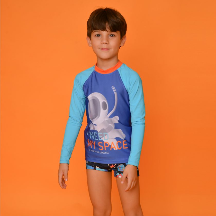 T-shirt UV Manga Comprida Magah Infantil Estampada Space