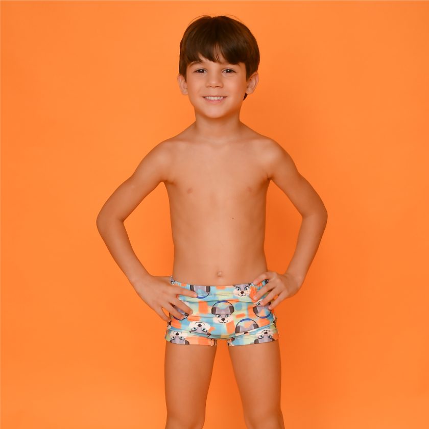 Calção de Banho Magah Infantil Diogo Boxer Lobinho